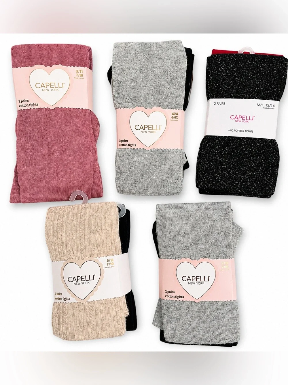 Bundle 10 Pairs Capelli New York Girls Tights Assorted Sizes NWT